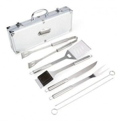 Kit Churrasco Com Maleta Aço Inox 7 Peças Personalizado