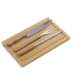 Kit Churrasco com Tábua Bambu Personalizado