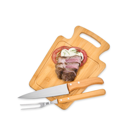 Kit Churrasco com Tábua Bambu Personalizado
