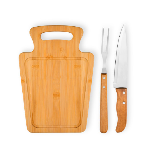 Kit Churrasco com Tábua Bambu Personalizado