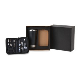 Kit com copo térmico e conjunto de ferramentas em estojo Personalizada