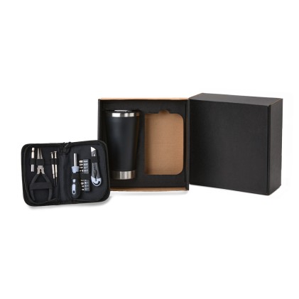 Kit com copo térmico e conjunto de ferramentas em estojo Personalizada Kit com copo térmico e conjunto de ferramentas em estojo Personalizada