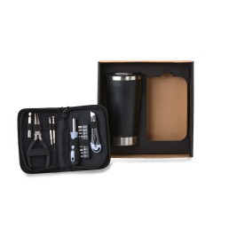 Kit com copo térmico e conjunto de ferramentas em estojo Personalizada