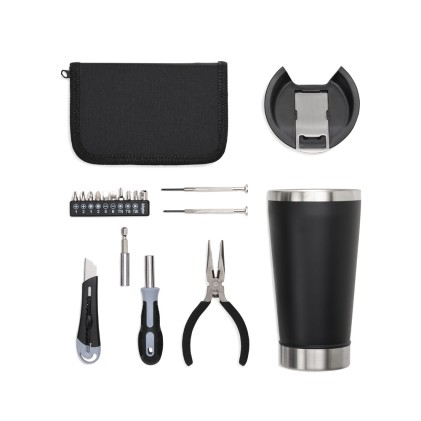 Kit com copo térmico e conjunto de ferramentas em estojo Personalizada Kit com copo térmico e conjunto de ferramentas em estojo Personalizada