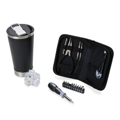 Kit com copo térmico e conjunto de ferramentas em estojo Personalizada Kit com copo térmico e conjunto de ferramentas em estojo Personalizada