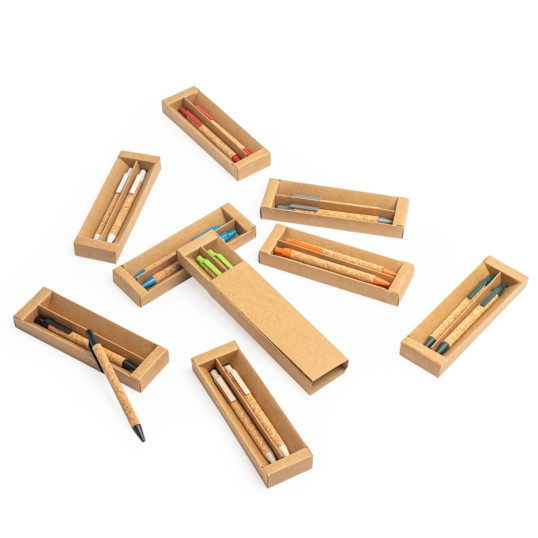 Kit Ecológico Caneta e Lapiseira Cortiça Personalizado