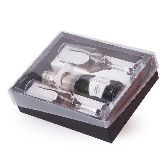 Kit espumante Chandon com 2 taças e tampa transparente Personalizado