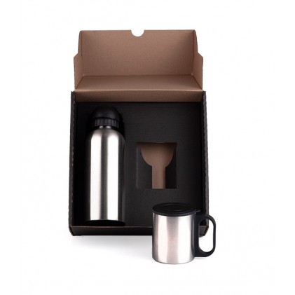 Kit Garrafa e Caneca em Aço Inox Personalizada