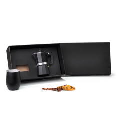 Kit para café com cafeteira italiana e copo térmico inox Personalizado
