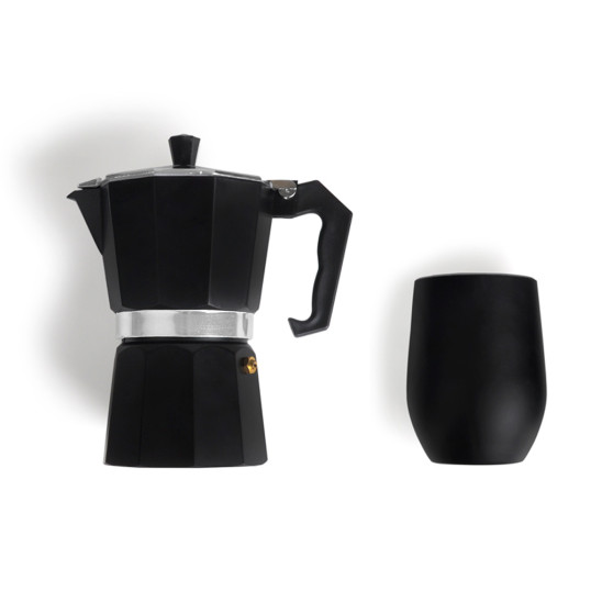 Kit para café com cafeteira italiana e copo térmico inox Personalizado