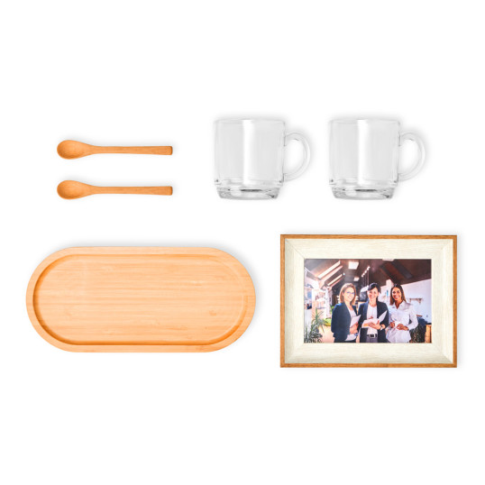 Kit para Café ou Chá com Porta Retrato Personalizado