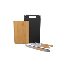 Kit para churrasco com tábua, faca, garfo e pegador Personalizado
