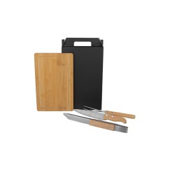 Kit para churrasco com tábua, faca, garfo e pegador Personalizado