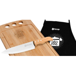 Kit Para Cozinha em Bambu com Avental e Touca Personalizado