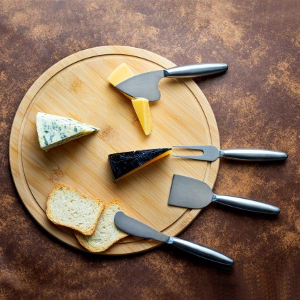 Kit para Queijo com Tábua bambu Personalizado Kit para Queijo com Tábua bambu Personalizado