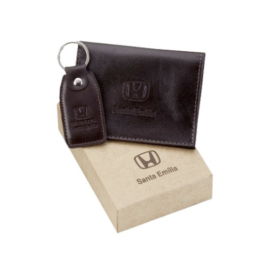 Kit Porta Documento e chaveiro em Couro Sintético Personalizada