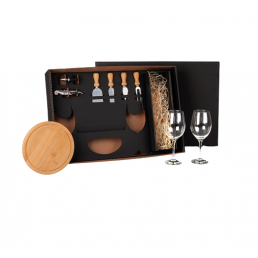 Kit Queijo e Vinho com Espaço Para Garrafa Personalizado 