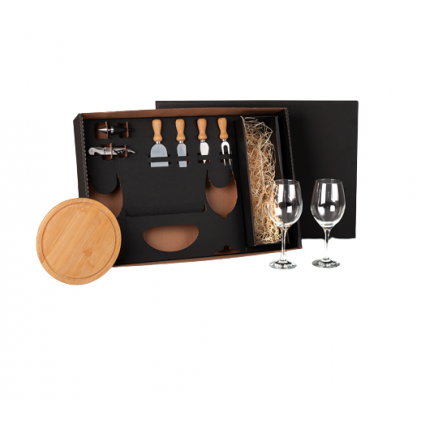 Kit Queijo e Vinho com Espaço Para Garrafa Personalizado 