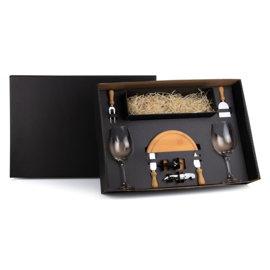 Kit Queijo e Vinho com Espaço Para Garrafa Personalizado 