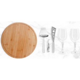 Kit Queijo e Vinho com Tábua em Bambu Personalizado 