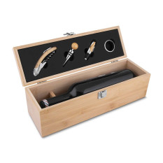 Kit Vinho Com Estojo em Bambu Personalizado 