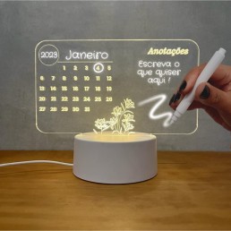 Luminaria Calendário de Escrever Tipo Lousa, Acrílico e Caneta Personalizado