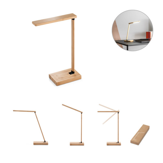 Luminária em bambu com carregador wireless Personalizada