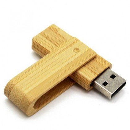 Pen Drive Giratório de Madeira 32GB Personalizado