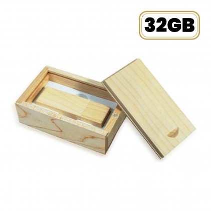 Conjunto Estojo e Pen Drive Bambu 32GB Personalizado