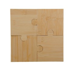 Porta-Copos de Bambu em Formato Quebra-Cabeça Personalizado