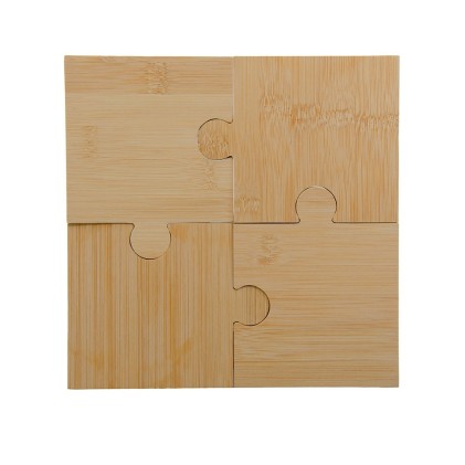 Porta-Copos de Bambu em Formato Quebra-Cabeça Personalizado Porta-Copos de Bambu em Formato Quebra-Cabeça Personalizado