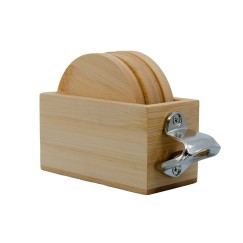 PORTA COPOS EM BAMBU COM ABRIDOR DE GARRAFAS Personalizado