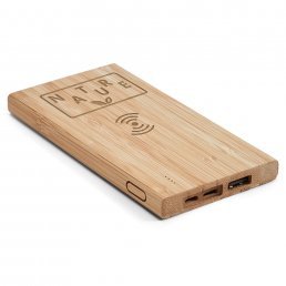 Power Bank em Bambu Wireless Personalizado