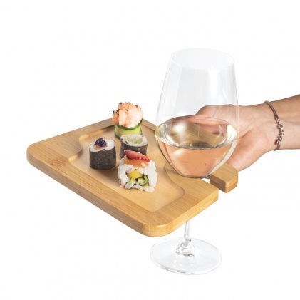 Prato Aperitivo Bambu com Suporte para Copo 