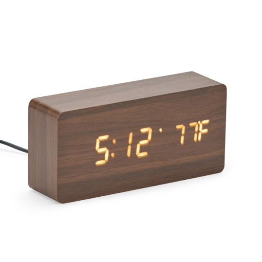 Relógio Despertador de Madeira com Painel LED Personalizada