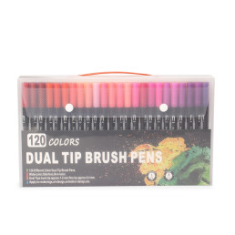 Kit Canetinhas Ponta Dupla 120 Cores Personalizada